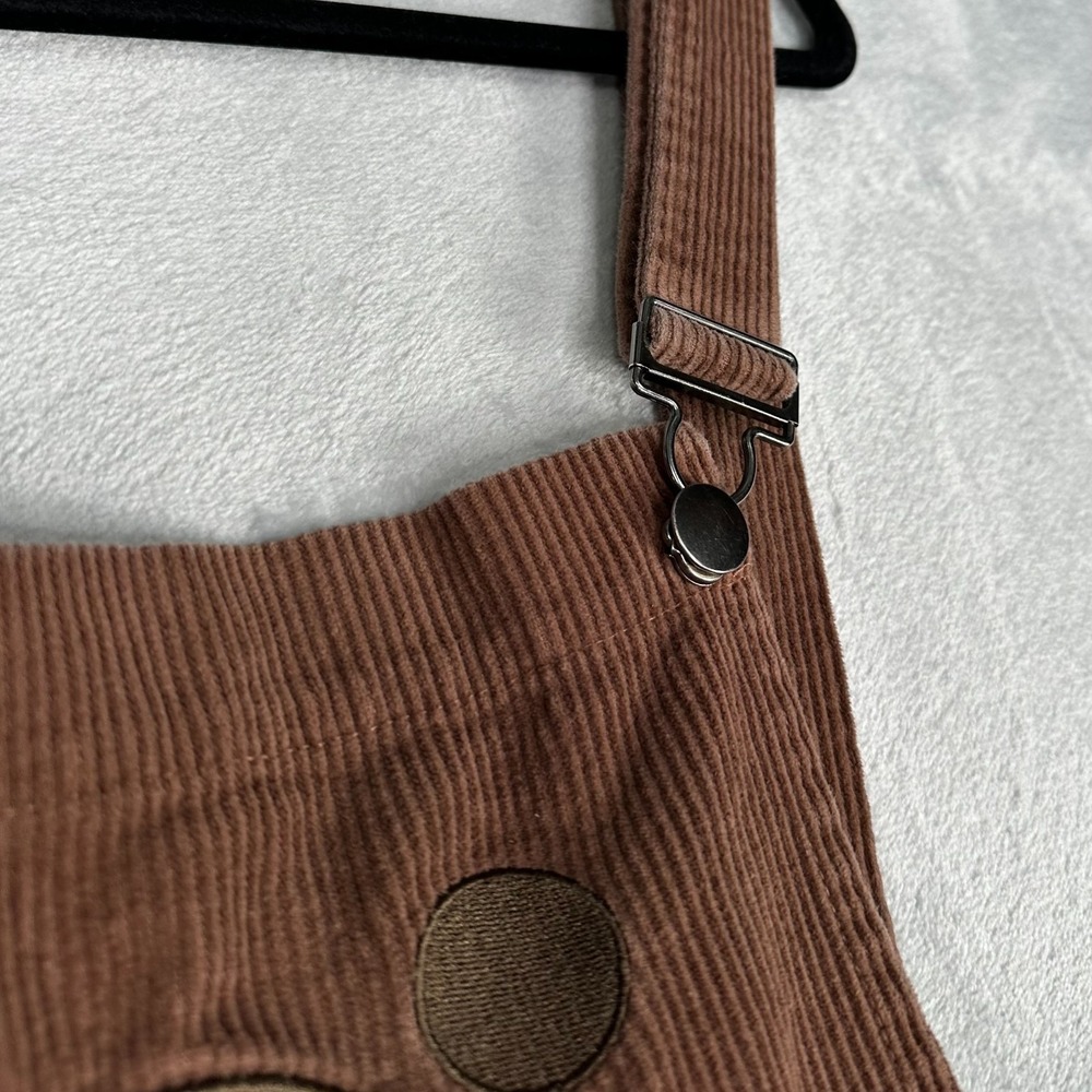 Hot Topic Brown Corduroy Bear Pinafore Overall Dress Skater Skirt Womens Large - Picture 4 of 12